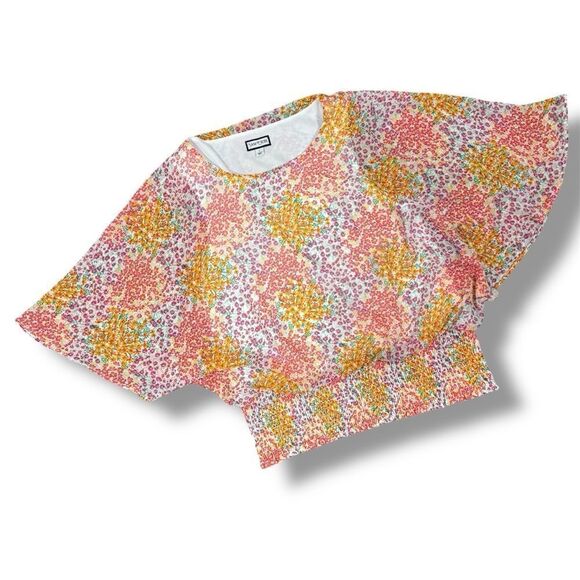 Sam & Jess Floral Butterfly Sleeve Smocked Waist Blouse Pink Multi Large - Picture 14 of 14